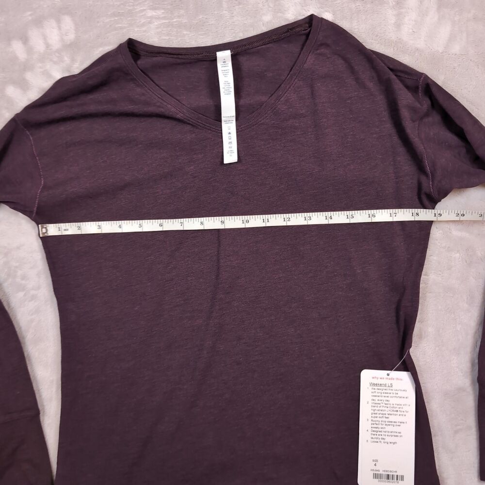 Lululemon Weekend Long Sleeve Tee Womens 4 Purple NWT New Summer Lightweight - Picture 6 of 12